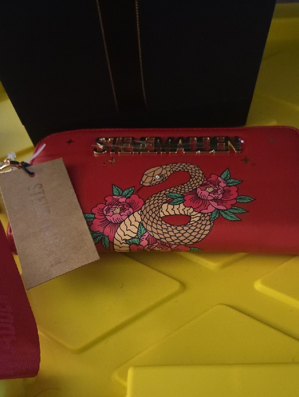 Steve Madden Red Snake & Floral Wristlet